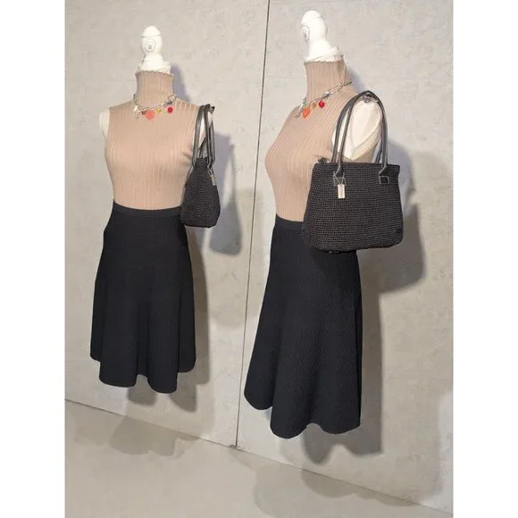 The Sak Elliott Lucca Tote Black Crochet Dual Handle Shoulder Bag with Bag Charm - Picture 2 of 7